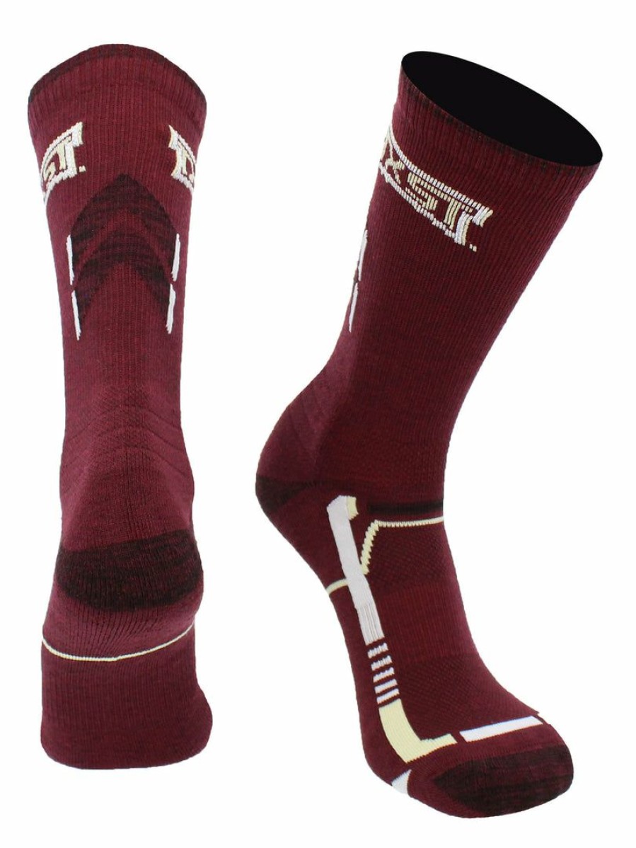 Ncaa Socks * | New Tck Texas State Bobcats Socks Texas State University Bobcats Champion Crew Socks Maroon/Black