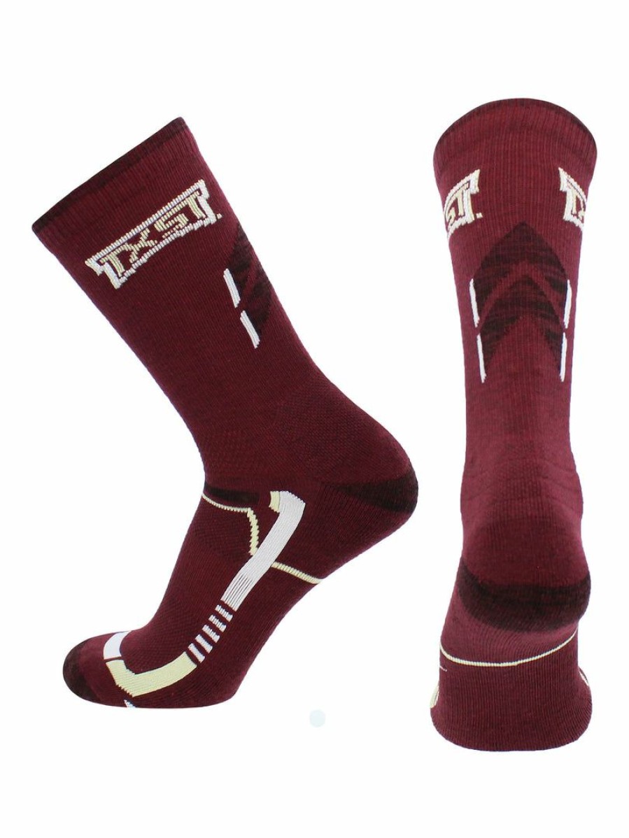 Ncaa Socks * | New Tck Texas State Bobcats Socks Texas State University Bobcats Champion Crew Socks Maroon/Black