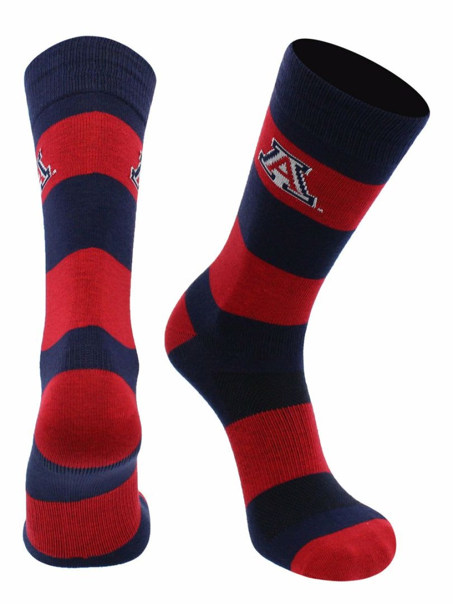 Ncaa Socks * | Best Reviews Of Tck All Schools Arizona Wildcats Socks Game Day Striped Crew Socks Blue/Cardinal