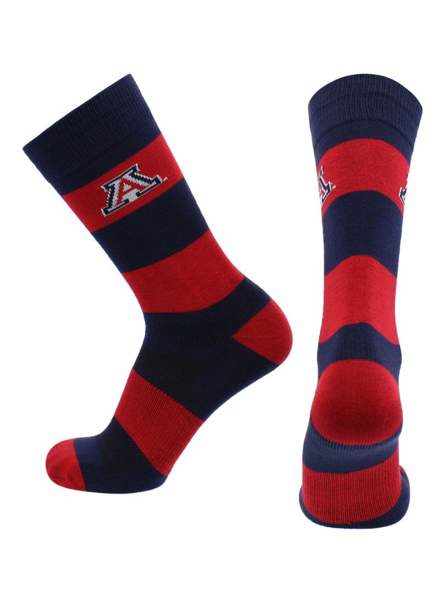 Ncaa Socks * | Best Reviews Of Tck All Schools Arizona Wildcats Socks Game Day Striped Crew Socks Blue/Cardinal