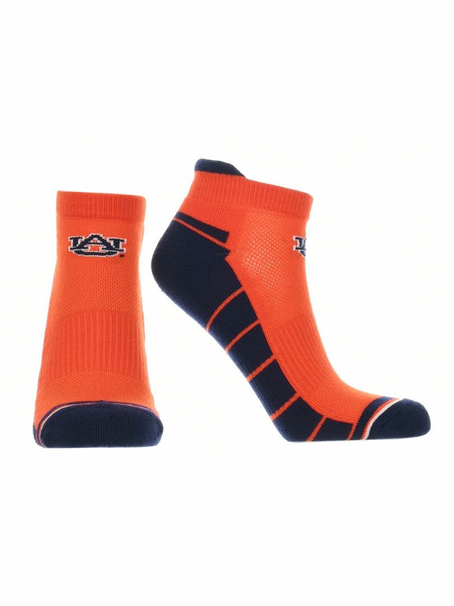 Ncaa Socks * | Promo Tck Auburn Tigers Low Cut Ankle Socks With Tab Orange/Blue/White