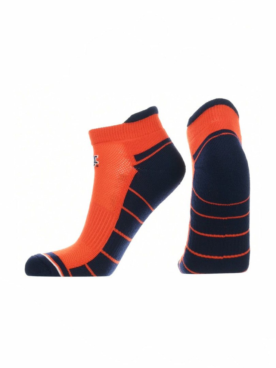 Ncaa Socks * | Promo Tck Auburn Tigers Low Cut Ankle Socks With Tab Orange/Blue/White