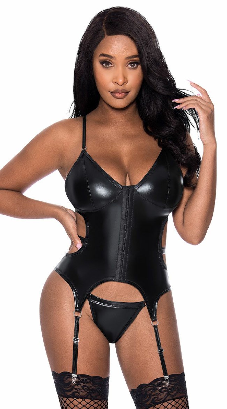 Lingerie * | Magic Silk Vinyl Encounter Bustier Set