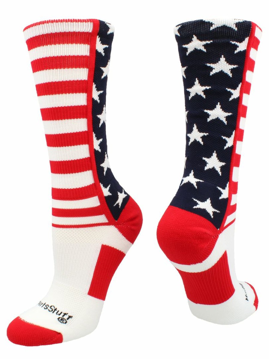 Ncaa Socks * | Cheapest Madsportsstuff Usa American Flag Stars And Stripes Crew Socks Navy/Red/White