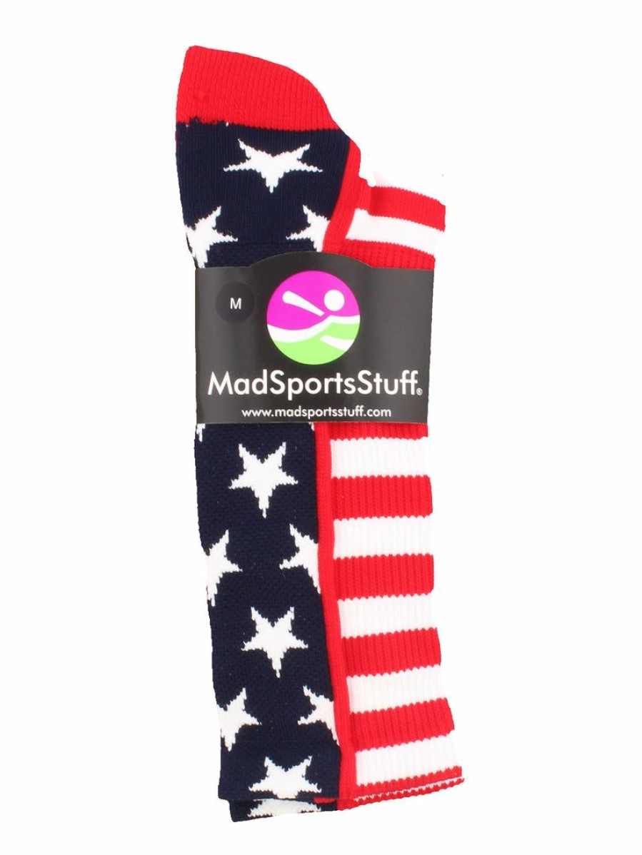 Ncaa Socks * | Cheapest Madsportsstuff Usa American Flag Stars And Stripes Crew Socks Navy/Red/White