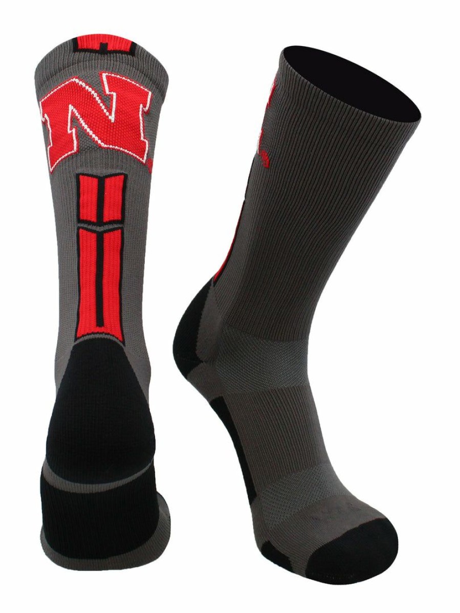 Ncaa Socks * | Hot Sale Tck Nebraska Cornhuskers Socks Baseline 3.0 Crew All Schools Graphite/Scarlet/Black