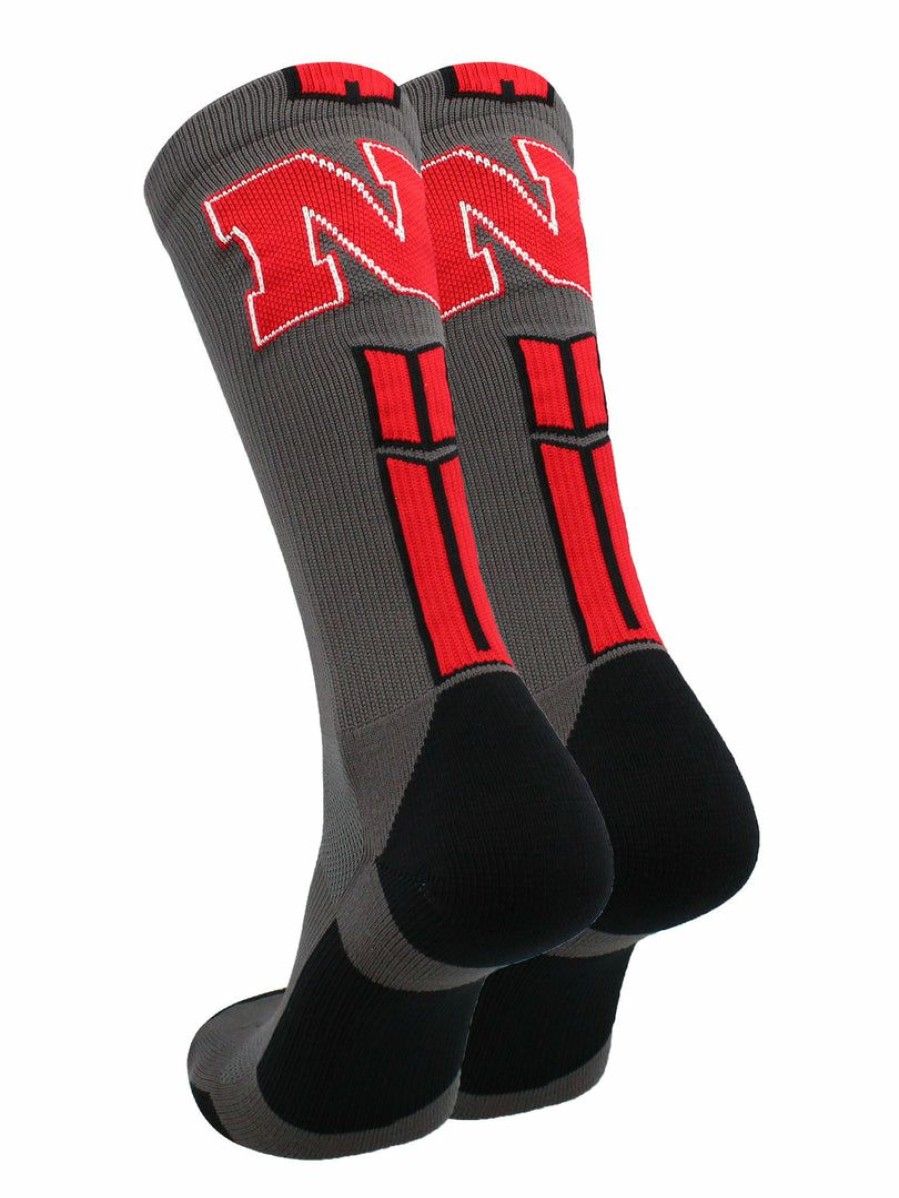 Ncaa Socks * | Hot Sale Tck Nebraska Cornhuskers Socks Baseline 3.0 Crew All Schools Graphite/Scarlet/Black