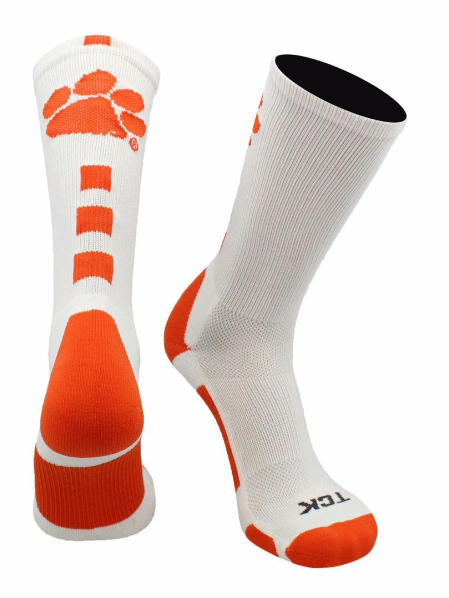 Ncaa Socks * | Discount Tck Clemson Tigers Socks Baseline Crew All Schools White/Orange