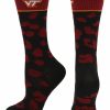 Ncaa Socks * | Flash Sale Tck Virginia Tech Hokies Socks Womens Savage Crew Socks All Schools Maroon/Black