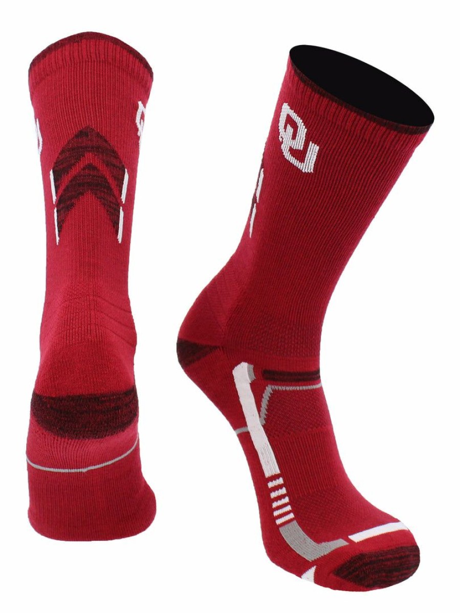 Ncaa Socks * | Budget Tck All Schools Ou Oklahoma Sooners Socks University Of Oklahoma Sooners Champion Crew Socks Crimson/White