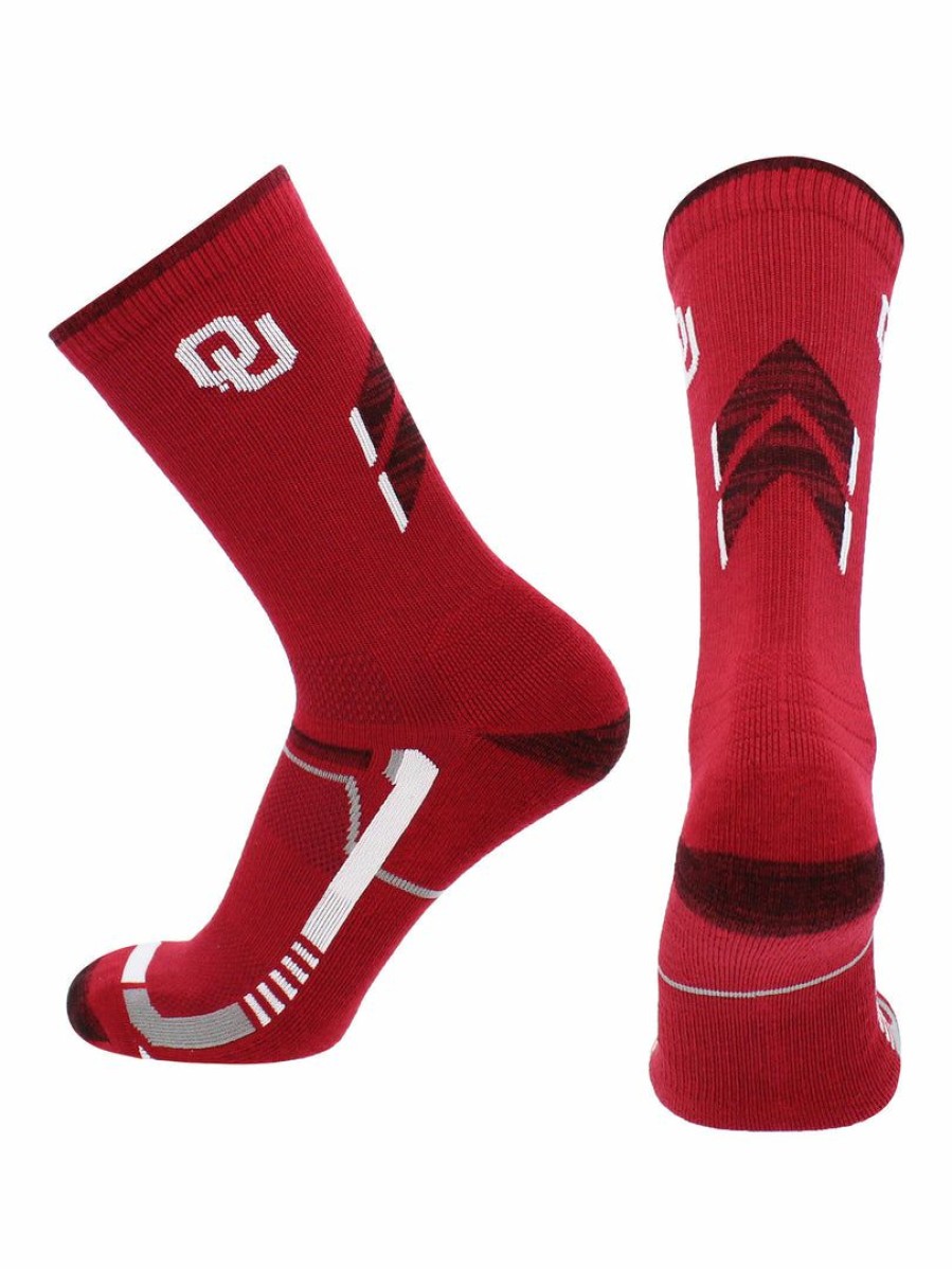 Ncaa Socks * | Budget Tck All Schools Ou Oklahoma Sooners Socks University Of Oklahoma Sooners Champion Crew Socks Crimson/White