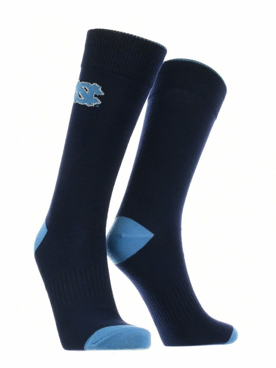 Ncaa Socks * | Best Pirce Tck All Schools North Carolina Tar Heels Dress Socks Dean'S List Crew Length Socks Navy/Carolina Blue