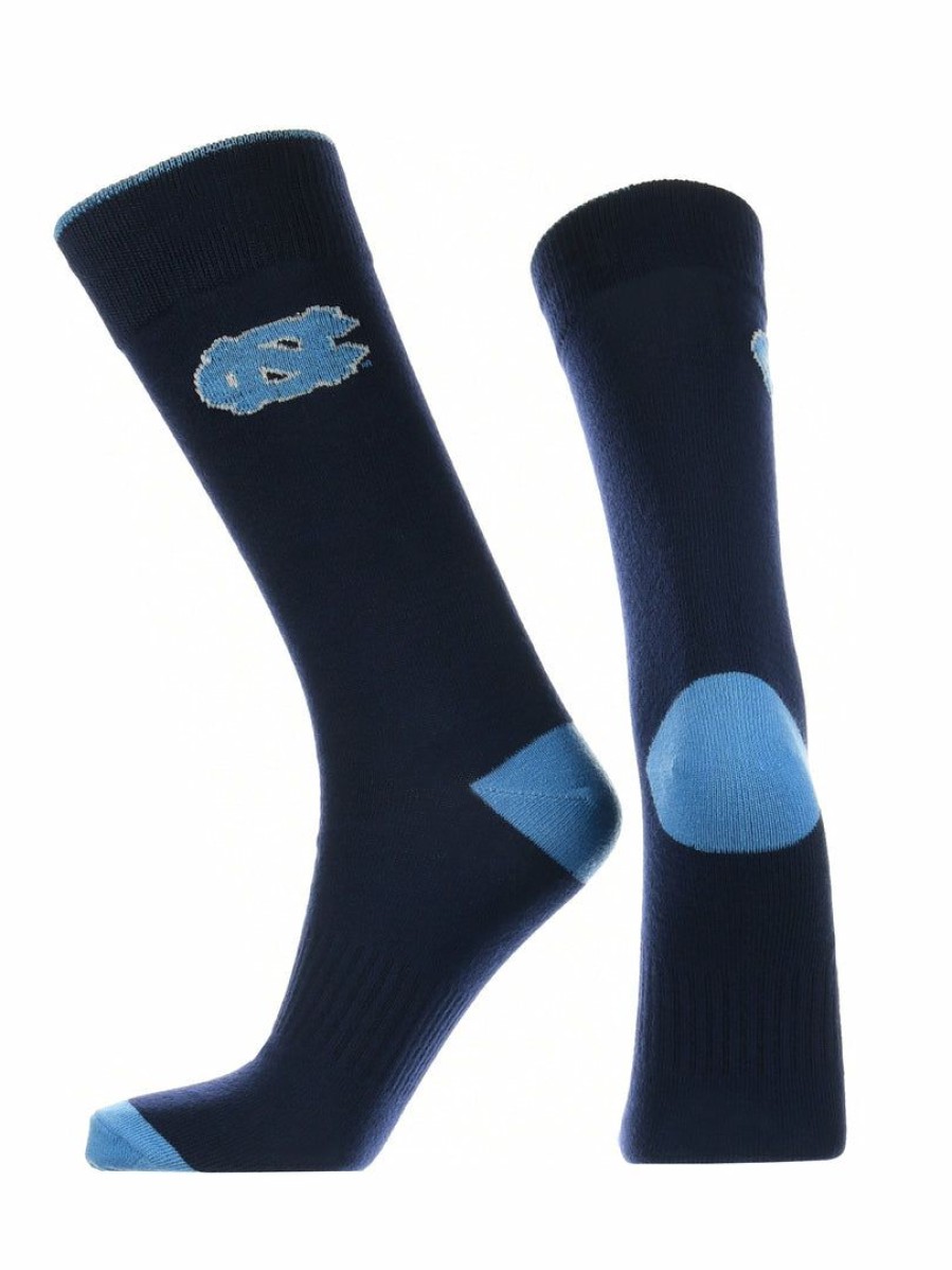 Ncaa Socks * | Best Pirce Tck All Schools North Carolina Tar Heels Dress Socks Dean'S List Crew Length Socks Navy/Carolina Blue