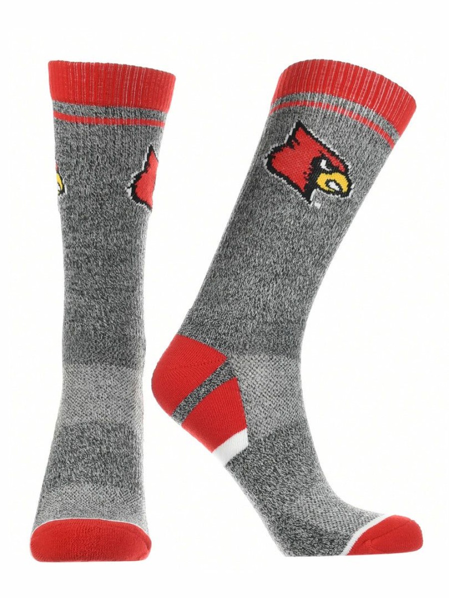 Ncaa Socks * | Buy Tck All Schools Louisville Cardinals Socks Victory Parade Crew Length Red/Black/Grey