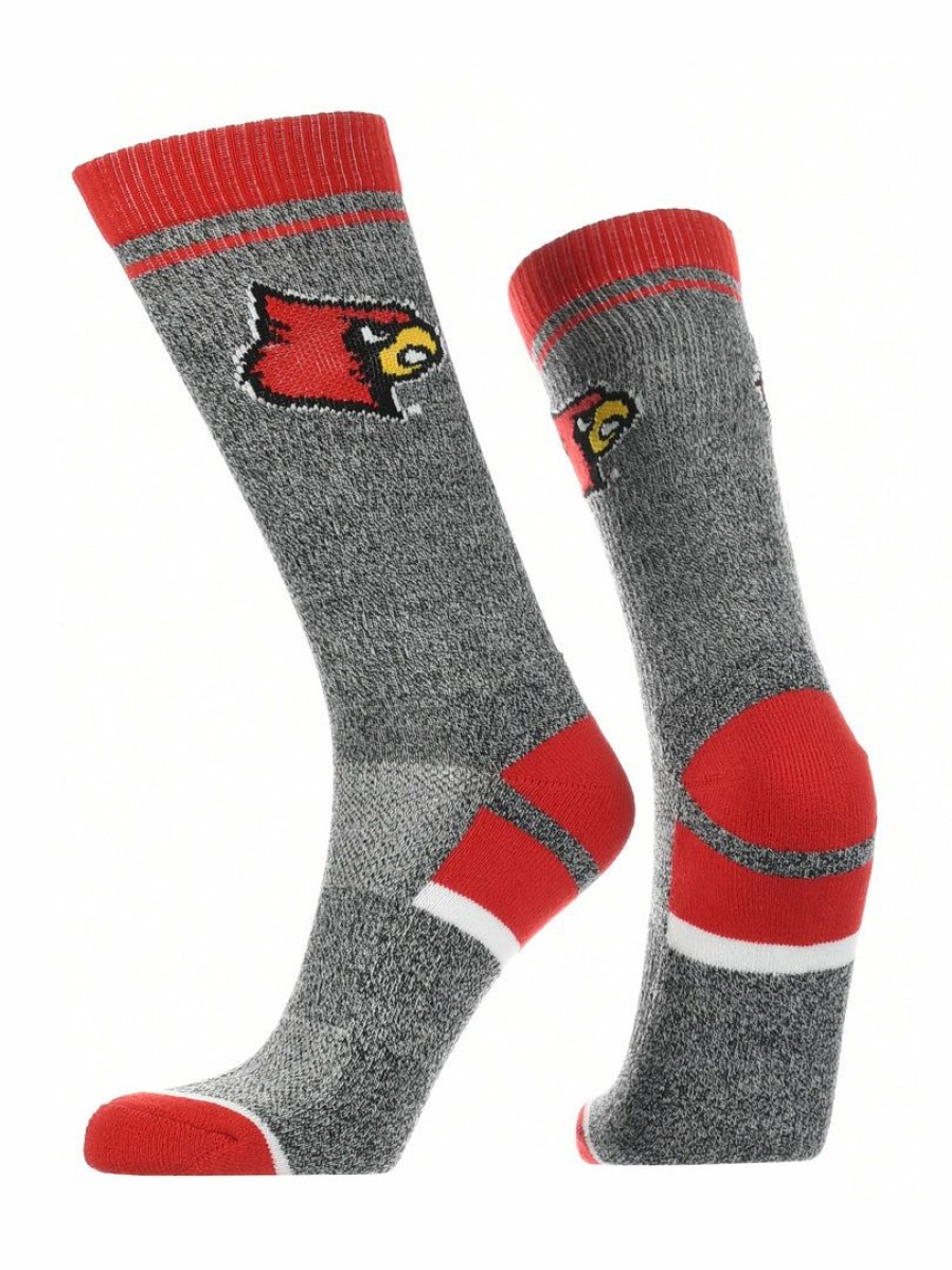 Ncaa Socks * | Buy Tck All Schools Louisville Cardinals Socks Victory Parade Crew Length Red/Black/Grey