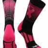 Ncaa Socks * | Top 10 Tck Stripes Breast Cancer Awareness Sublimated Crew Socks Black/Hot Pink