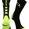 Ncaa Socks * | Cheap Tck All Schools Ncaa Oregon Ducks Socks Baseline Crew Black/Neon Yellow