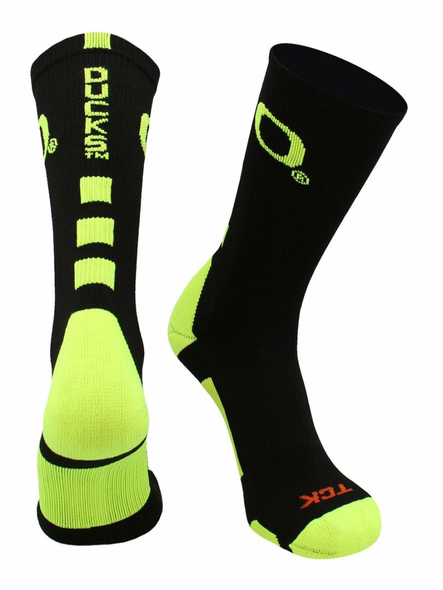 Ncaa Socks * | Cheap Tck All Schools Ncaa Oregon Ducks Socks Baseline Crew Black/Neon Yellow