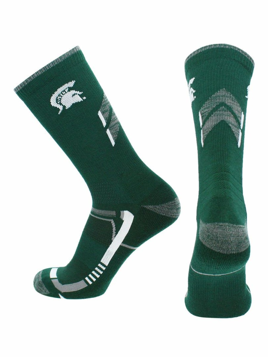 Ncaa Socks * | Outlet Tck All Schools Michigan State Spartans Socks Michigan State University Spartans Champion Crew Socks Green/White