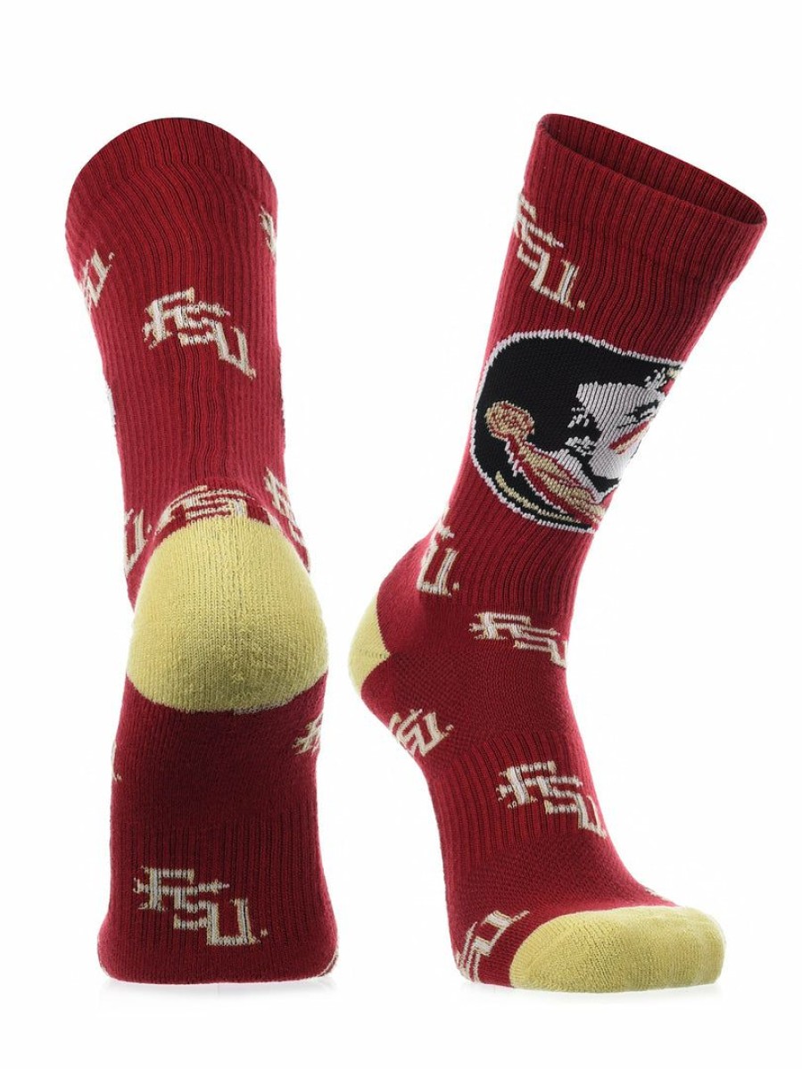 Ncaa Socks * | Outlet Tck Florida State Seminoles Socks Crew Length Sock Mayhem All Schools Garnet/Gold