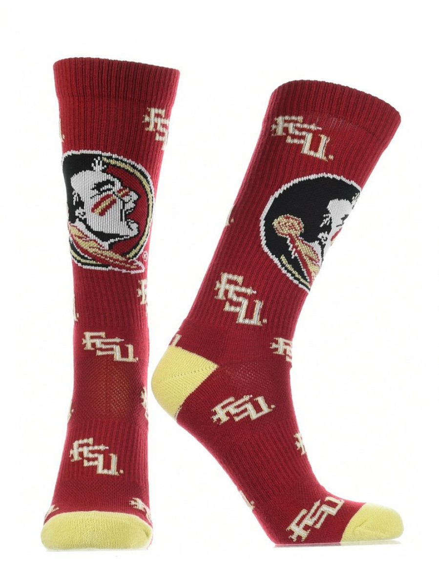 Ncaa Socks * | Outlet Tck Florida State Seminoles Socks Crew Length Sock Mayhem All Schools Garnet/Gold