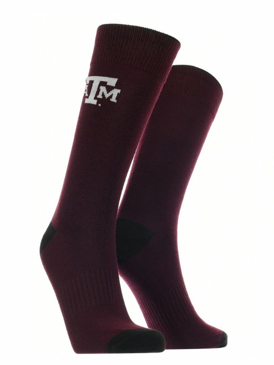 Ncaa Socks * | Discount Tck All Schools Texas A&M Aggies Dress Socks Dean'S List Crew Length Socks Maroon/White/Black