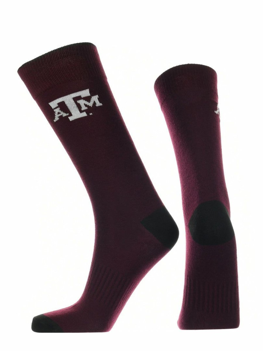 Ncaa Socks * | Discount Tck All Schools Texas A&M Aggies Dress Socks Dean'S List Crew Length Socks Maroon/White/Black