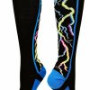 Ncaa Socks * | Flash Sale Madsportsstuff Crazy Socks With Lightning Bolts Electric Storm Over The Calf Multi-Neon/Black