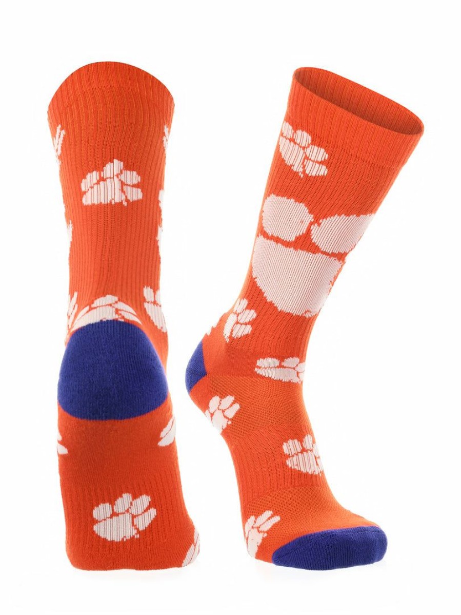 Ncaa Socks * | Cheap Tck Clemson Tigers Socks Crew Length Sock Mayhem All Schools Orange/Purple/White