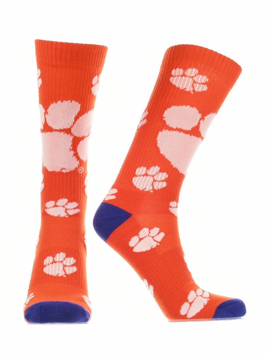 Ncaa Socks * | Cheap Tck Clemson Tigers Socks Crew Length Sock Mayhem All Schools Orange/Purple/White