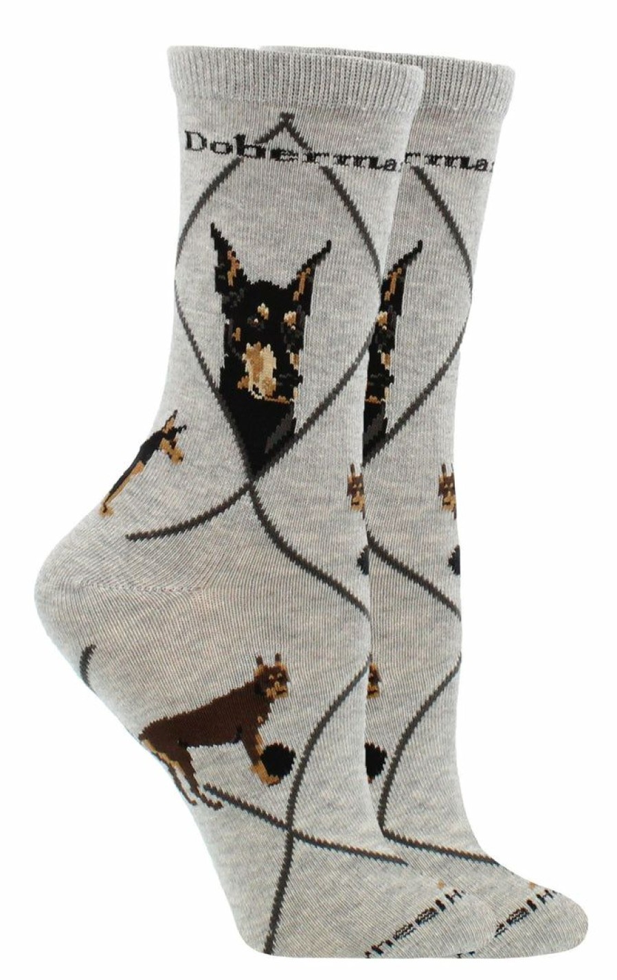 Ncaa Socks * | Wholesale Whd Doberman Pinscher Socks For Women Gift For Dog Lovers Gray