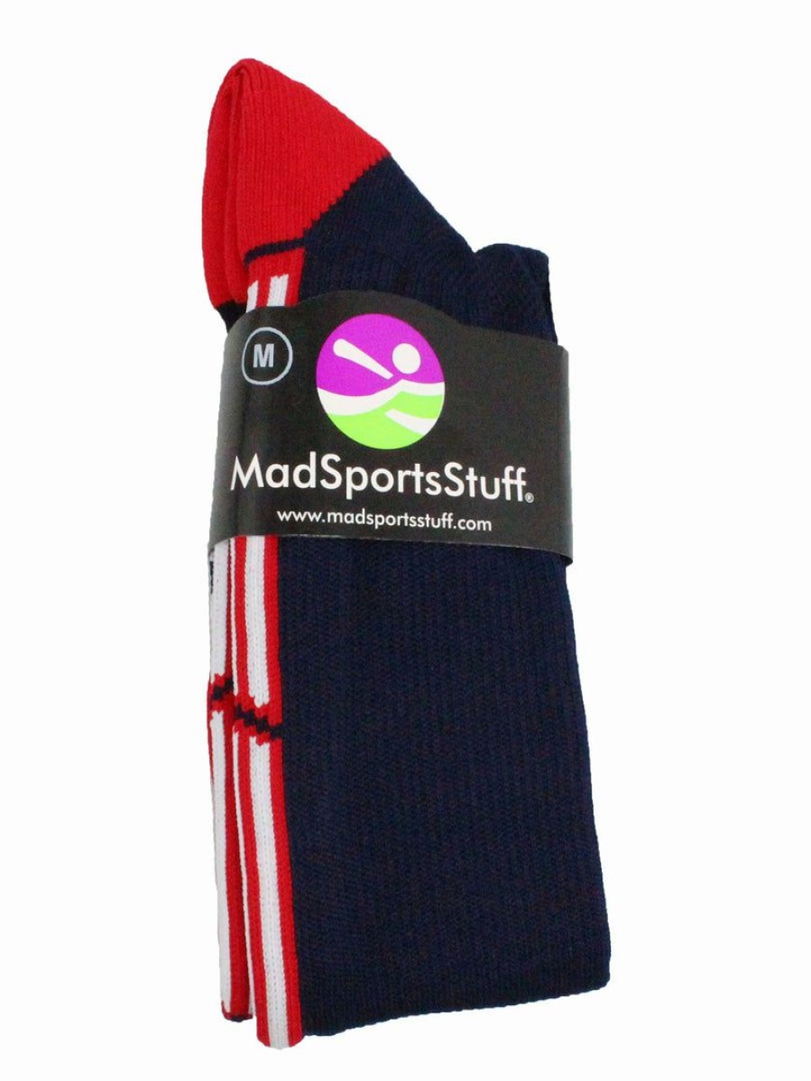 Ncaa Socks * | Top 10 Madsportsstuff Patriot Usa Flag Stars And Stripes Over The Calf Socks