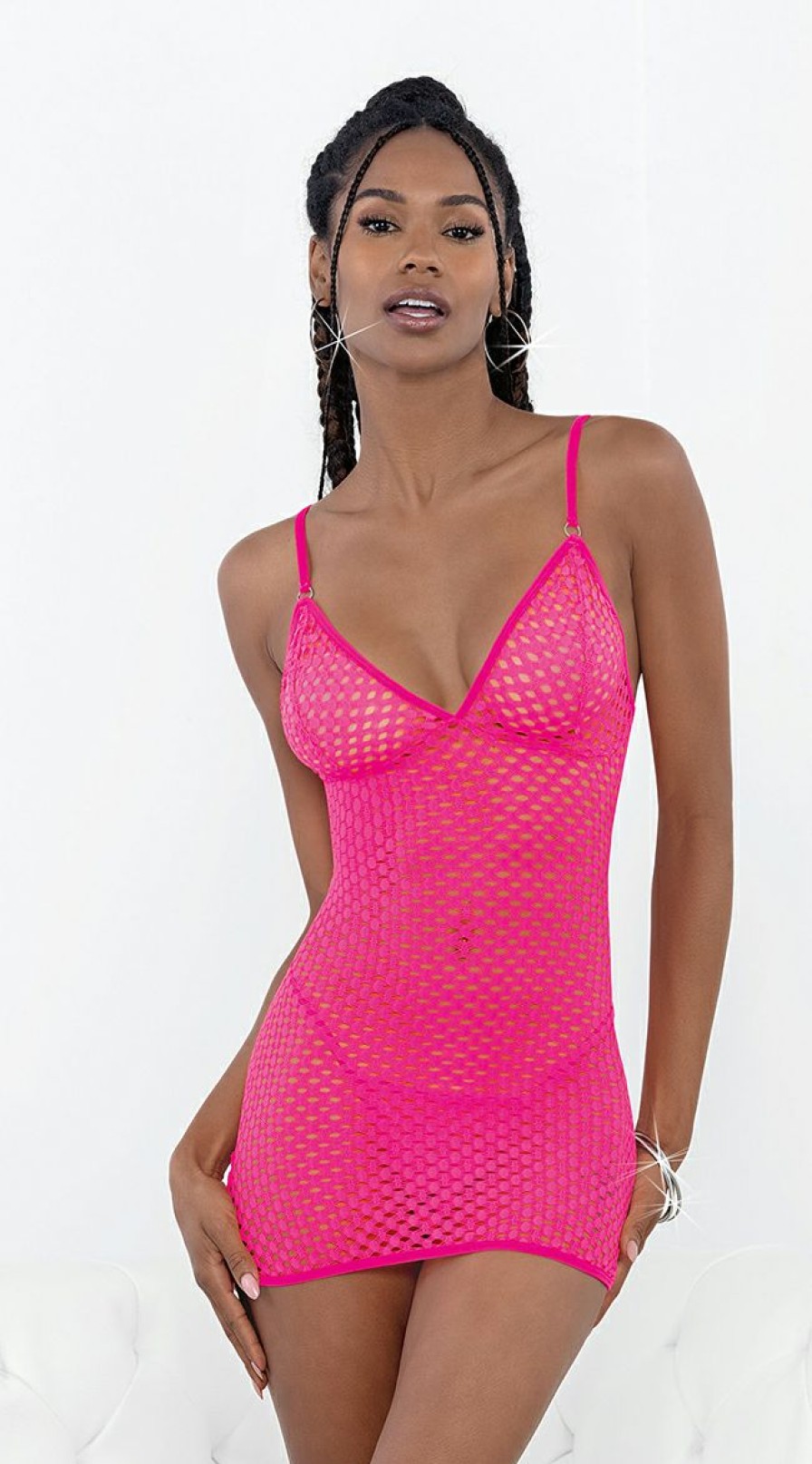 Lingerie * | Escante Neon Honeycomb Chemise Set