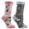 Ncaa Socks * | Brand New Whd Bunny Socks For Women Rabbit Lovers Easter Gift 2-Pack Blush Heather/Charcoal Heather