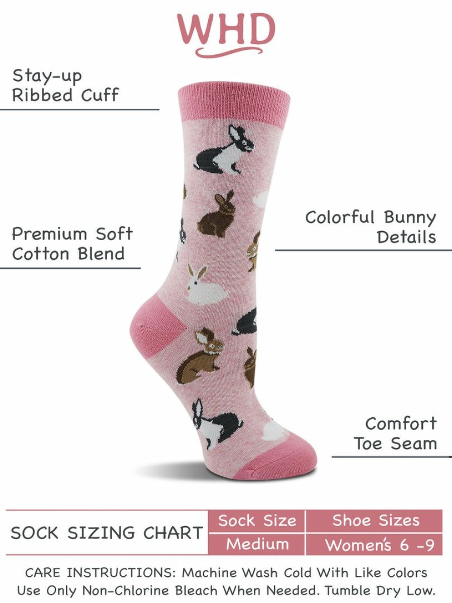 Ncaa Socks * | Brand New Whd Bunny Socks For Women Rabbit Lovers Easter Gift 2-Pack Blush Heather/Charcoal Heather