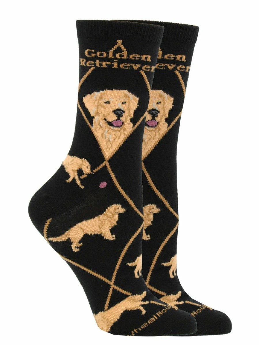 Ncaa Socks * | Buy Whd Crazy Socks Crew Golden Retriever Socks For Women Gift For Dog Lovers