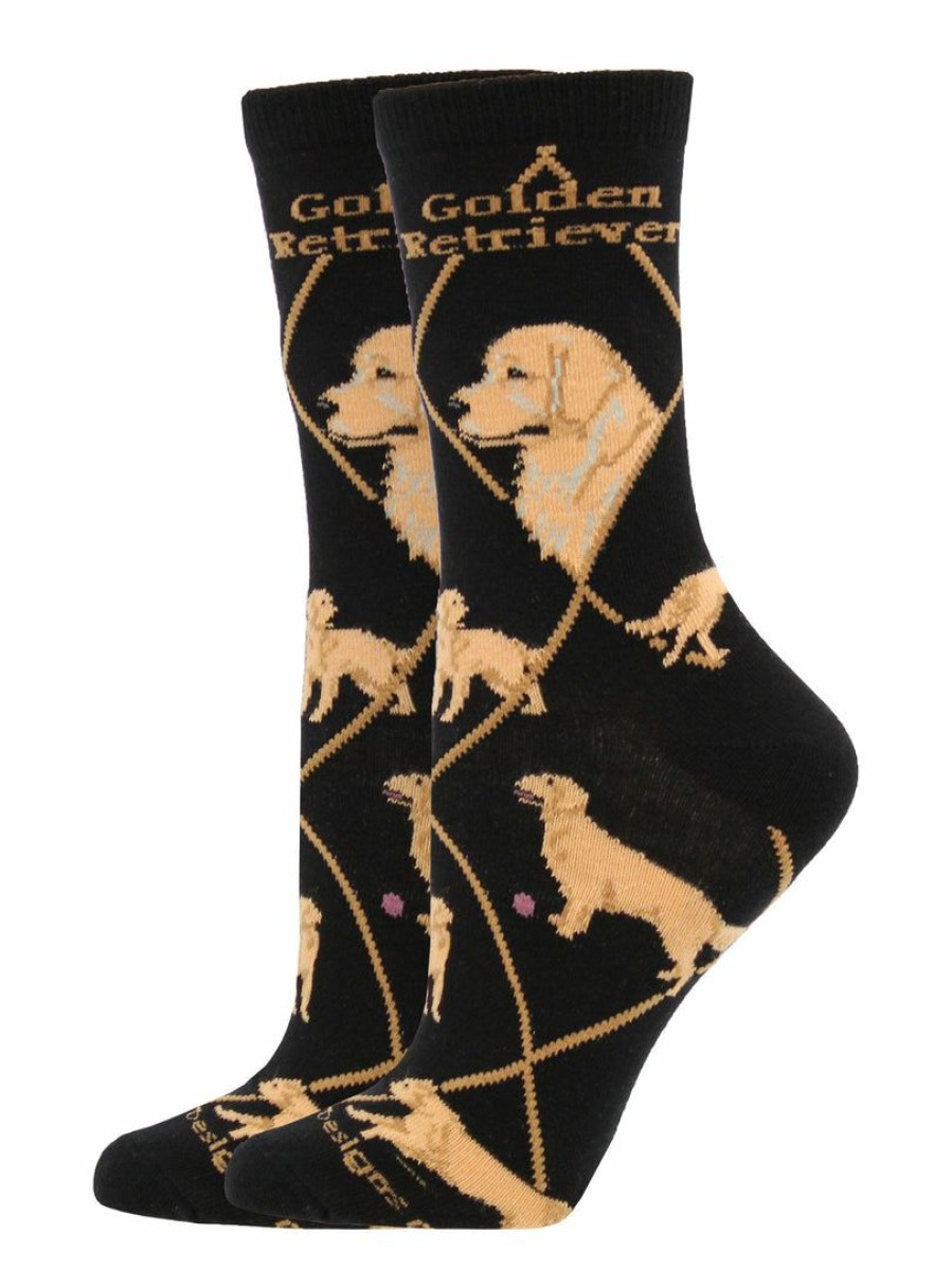 Ncaa Socks * | Buy Whd Crazy Socks Crew Golden Retriever Socks For Women Gift For Dog Lovers