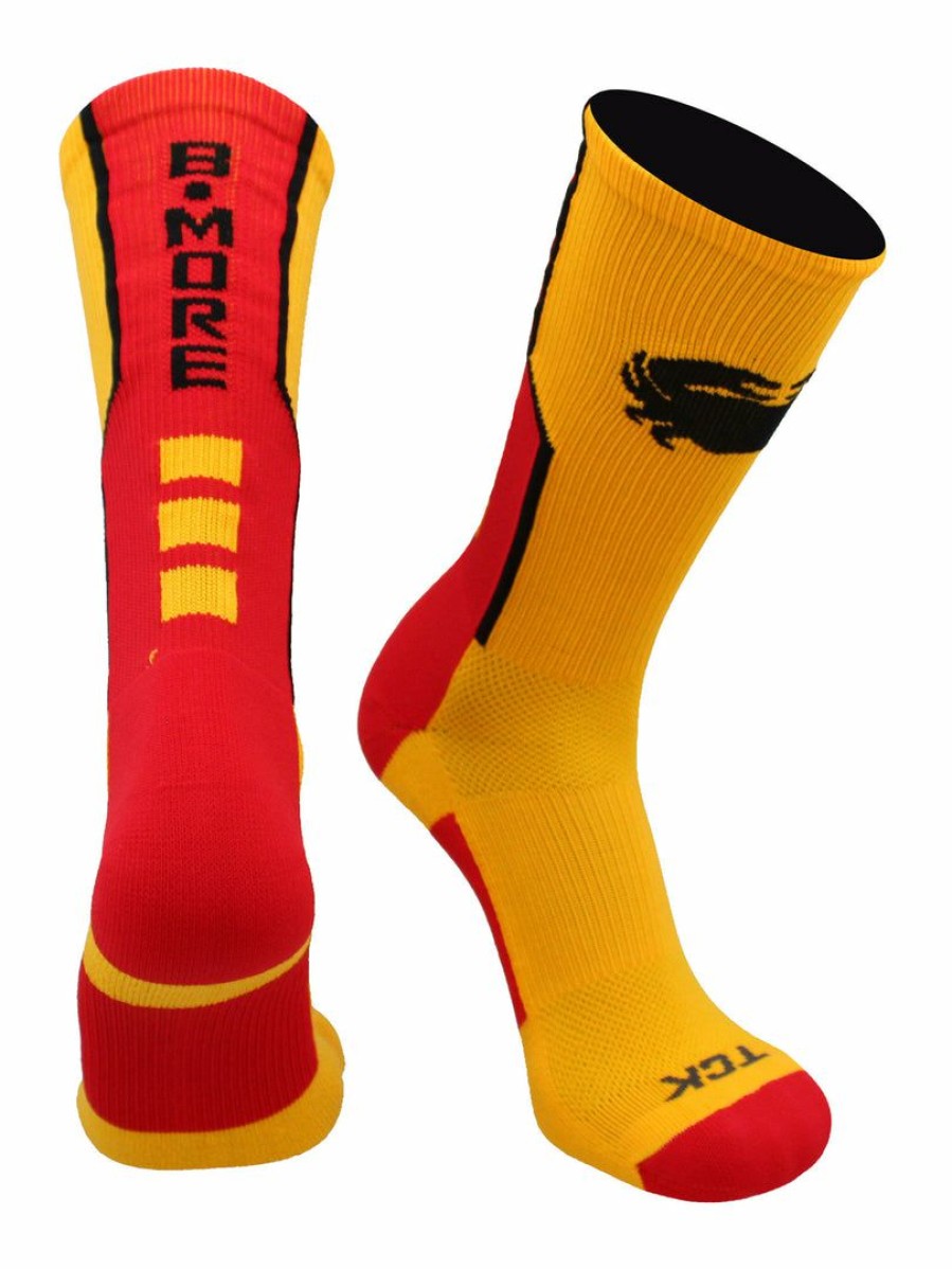 Ncaa Socks * | Top 10 Tck Baltimore Socks Crew Length Bmore Strong Socks Gold/Scarlet/Black