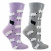 Ncaa Socks * | New Whd Black Sheep Socks For Women With Fuzzy Sheep Sheep Lovers Gift 2-Pack Crazy Socks Crew Lavendar Heather/Gray Heather