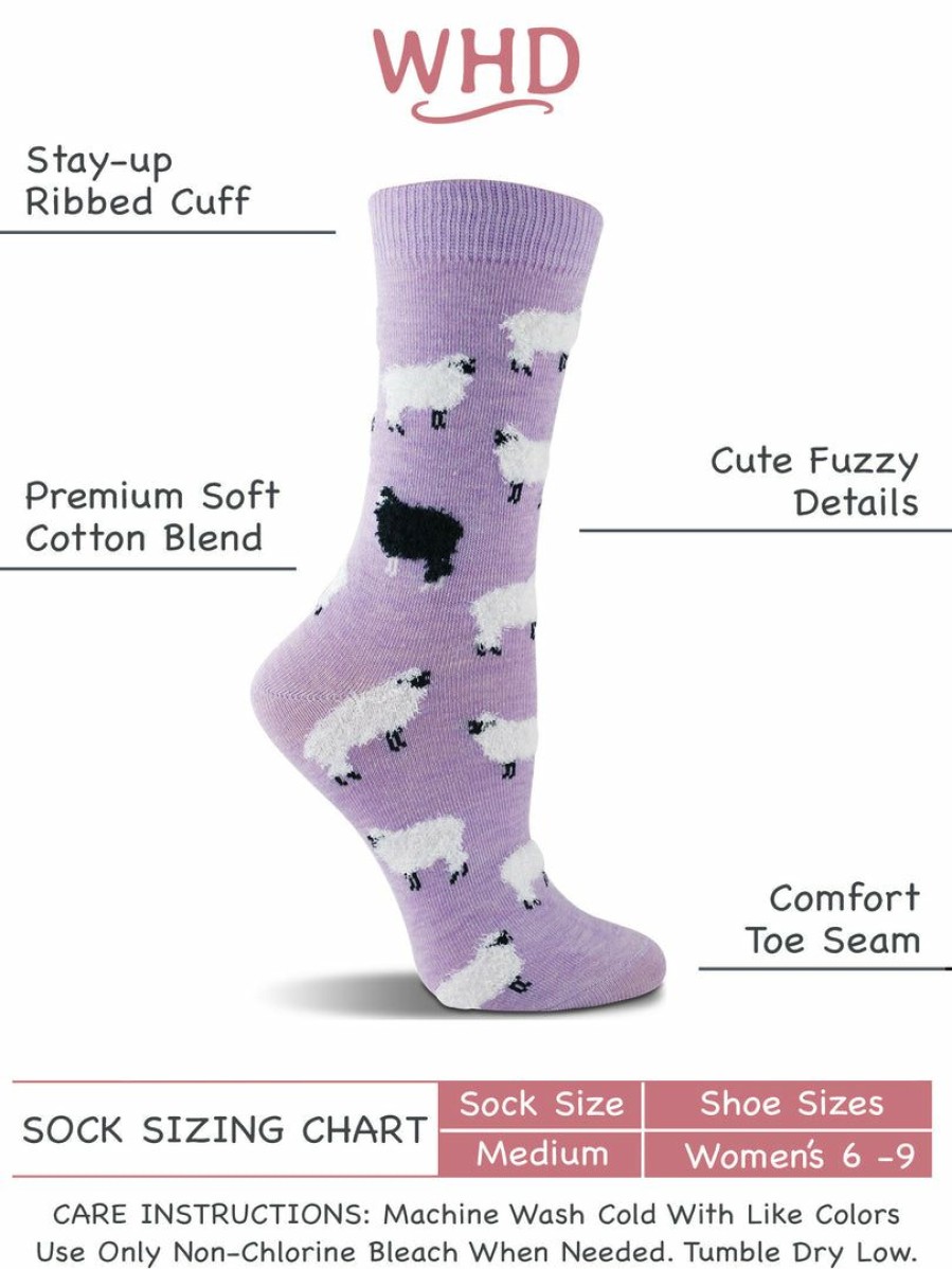 Ncaa Socks * | New Whd Black Sheep Socks For Women With Fuzzy Sheep Sheep Lovers Gift 2-Pack Crazy Socks Crew Lavendar Heather/Gray Heather