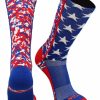 Ncaa Socks * | Best Reviews Of Tck Digi Camo Usa American Flag Socks Crew Length Basketball Football Lacrosse Volleyball Scarlet/Royal/White