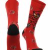 Ncaa Socks * | Top 10 Tck All Schools Louisville Cardinals Socks Crew Length Sock Mayhem Red/Black