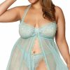 Lingerie * | Dreamgirl Plus Size Mint To Please Flyaway Babydoll Set