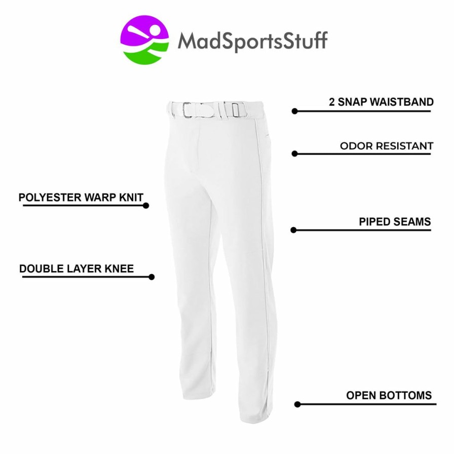 By Sport * | Top 10 Madsportsstuff Mens Baseball Pants Open Bottom Adult Pro Line Grey