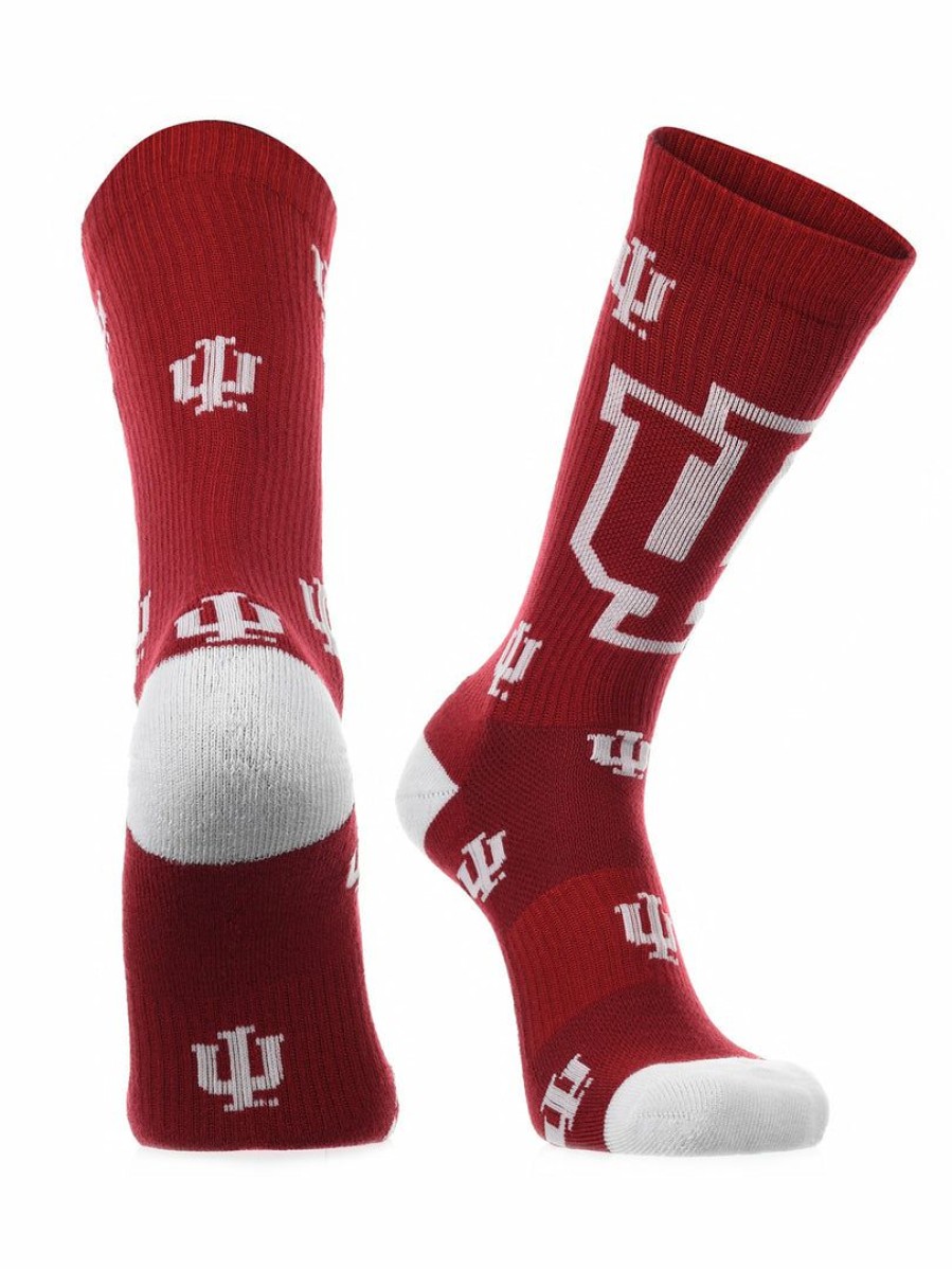 Ncaa Socks * | Cheapest Tck Indiana Hoosiers Socks Crew Length Sock Mayhem All Schools Crimson/White