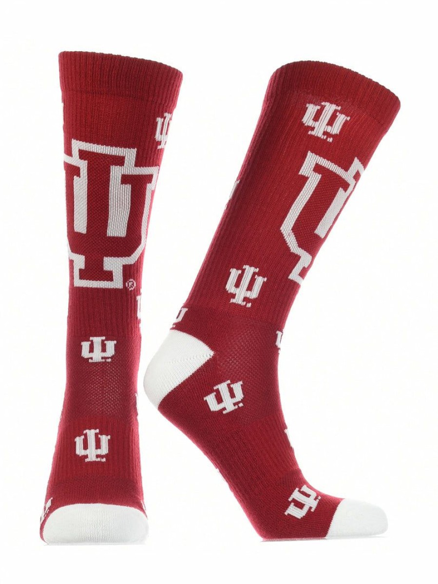 Ncaa Socks * | Cheapest Tck Indiana Hoosiers Socks Crew Length Sock Mayhem All Schools Crimson/White