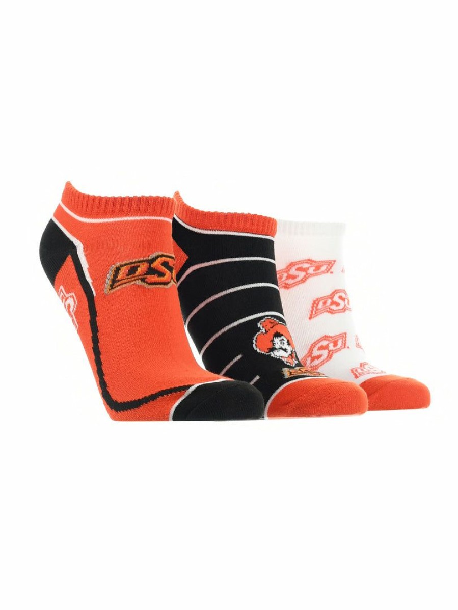 Ncaa Socks * | Deals Tck Oklahoma State Cowboys No Show Socks Full Field 3 Pack All Schools Orange/Black/White