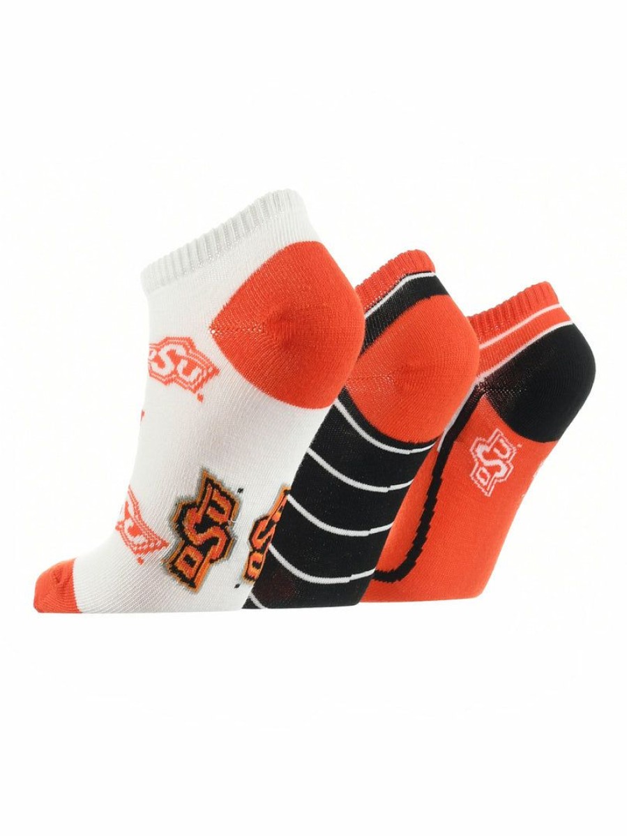 Ncaa Socks * | Deals Tck Oklahoma State Cowboys No Show Socks Full Field 3 Pack All Schools Orange/Black/White