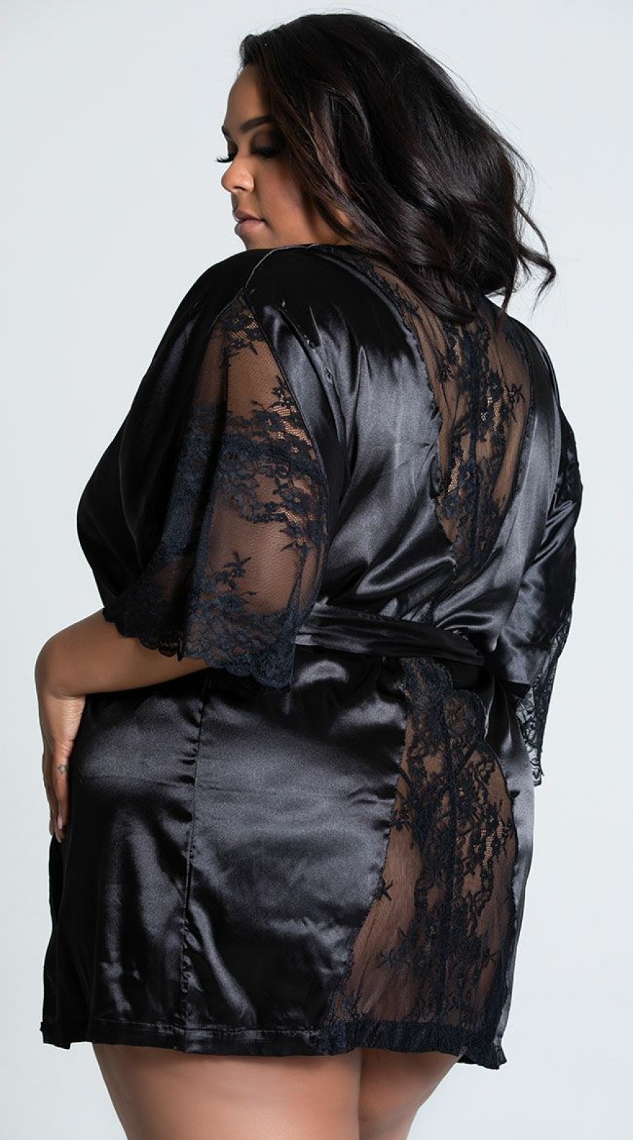 Lingerie * | Be Wicked Plus Size Grace Kimono Robe