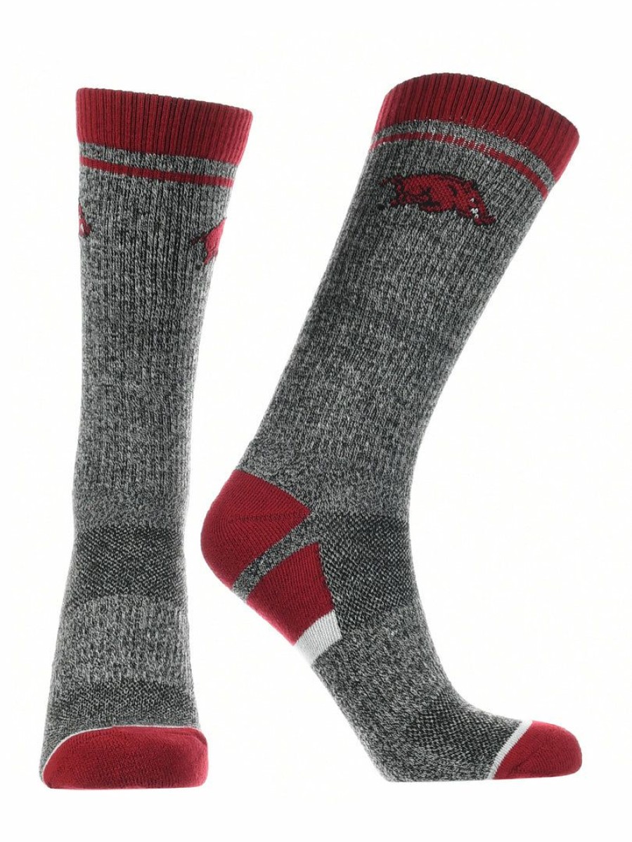 Ncaa Socks * | Cheapest Tck Arkansas Razorbacks Socks Victory Parade Crew Length Red/Black/Grey